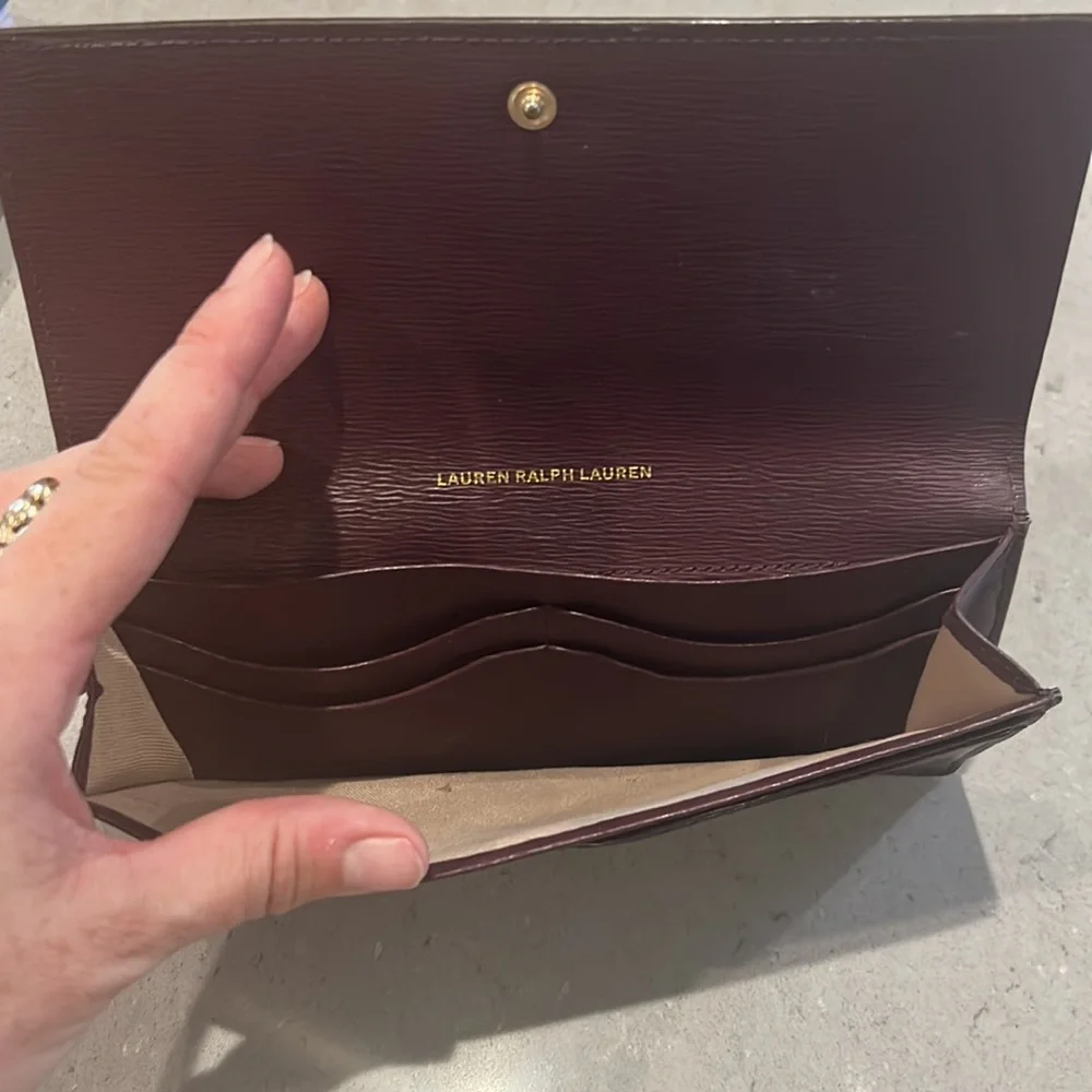 Lauren Ralph Lauren Dark Brown Textured Leather Continental Wallet - Picture 4 of 7